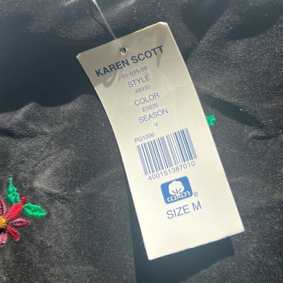 Karen Scott Christmas Vest Med Black Velvet Christmas Wreath Gift NWT - Picture 8 of 8